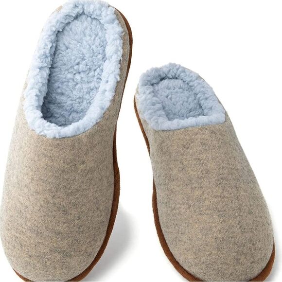NWT Men Slip on Slippers with Fur Lined Size 8/9 Color light coffee - Picture 1 of 10